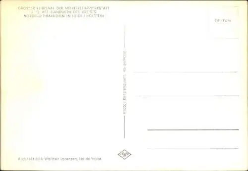 Ak Heide in Holstein Dithmarschen, Großer Lehrsaal der Meisterlehrwerkstatt F. D. KFZ.-Handwerk