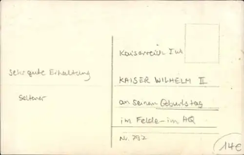 Ak Kaiser Wilhelm II., Geburtstag im Felde