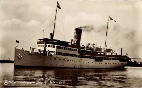 Ak Sassnitz auf Rügen, Salon-Schnelldampfer Rugard, Saßnitz Linie