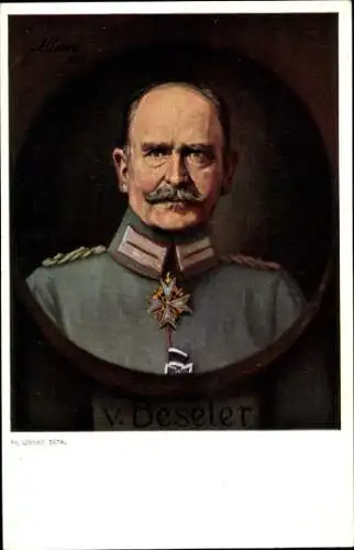 Künstler Ak Ulmer, H., Generaloberst Hans von Beseler, Portrait, Uniform, Orden