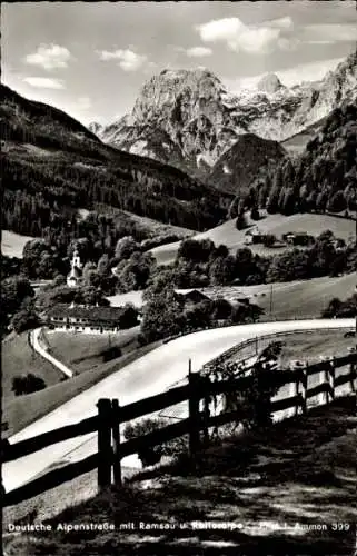 Ak Ramsau im Berchtesgadener Land Oberbayern, Gasthaus Hindenburglinde, Deutsche Alpenstraße