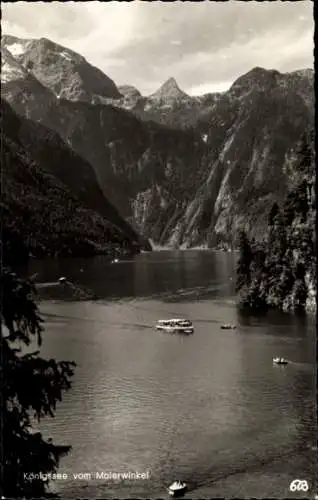 Ak Königsee Königssee Oberbayern, Panorama, Blick vom Malerwinkel