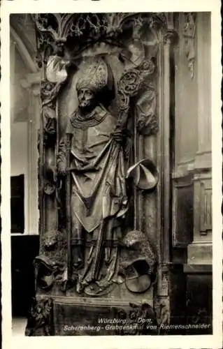 Ak Würzburg am Main Unterfranken, Dom, Scherenberg-Grabdenkmal, Riemenschneider