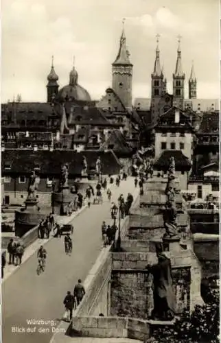 Ak Würzburg am Main Unterfranken, Dom, Brücke