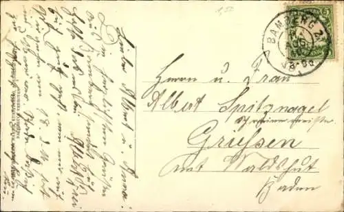 Ak Bamberg in Oberfranken, Grüner Markt, Martinskirche, Denkmal