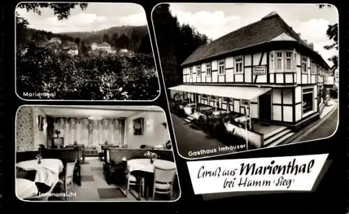 Ak Marienthal Seelbach bei Hamm an der Sieg Westerwald, Gasthaus Imhäuser, Innenansicht