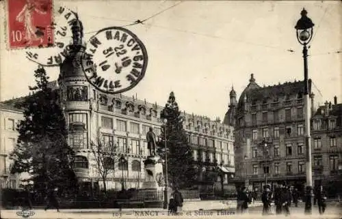 Ak Nancy Meurthe et Moselle, Place et Statue Thiers