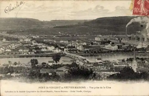 Ak Neuves Maisons Meurthe et Moselle, Panorama, Pont St. Vincent, Vue prise de la Cote