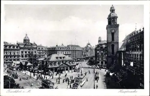 Ak Frankfurt am Main, Hauptwache, Straßenbahn, Turm