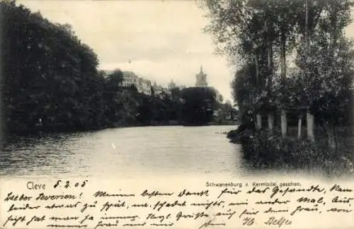 Ak Bad Cleve Kleve am Niederrhein, Schwanenburg, Blick vom Kermisdal