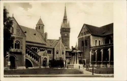 Ak Braunschweig in Niedersachsen, Burgplatz