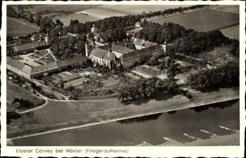 Ak Höxter an der Weser, Kloster Corvey, Luftbild