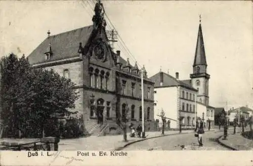 Ak Dieuze Duss Duß Lothringen Moselle, Post, Evangelische Kirche