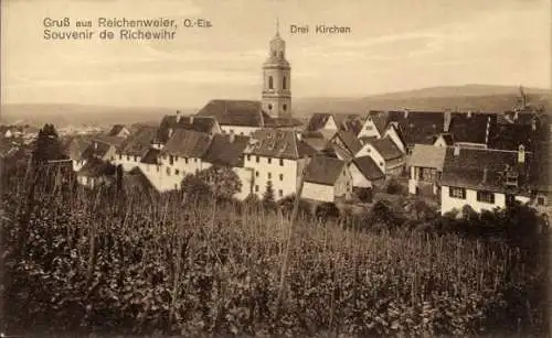 Ak Riquewihr Reichenweier Elsass Haut Rhin, Drei Kirchen