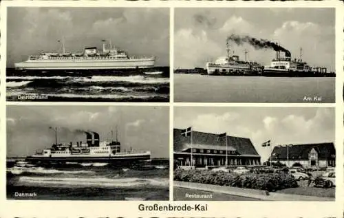 Ak Großenbrode in Ostholstein, Restaurant, Am Kai, Dampfer Deutschland Danmark