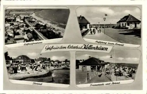 Ak Ostseebad Kellenhusen in Holstein, Luftaufnahme, Strand, Promenade