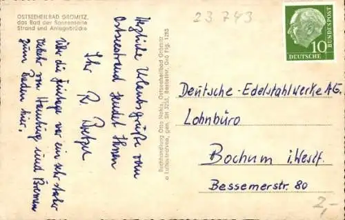 Ak Ostseebad Grömitz in Holstein, Luftbild, Anlegebrücke, Strand