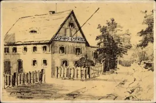 Künstler Ak Dresden Plauen Gostritz, Gasthof Gostritz