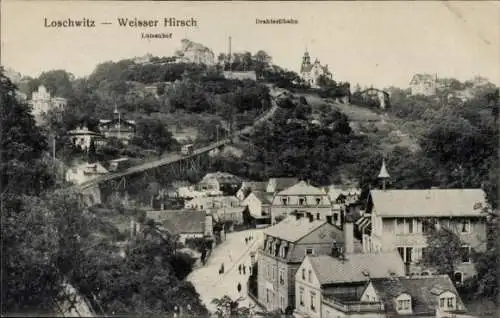 Ak Dresden Nordost Loschwitz, Weißer Hirsch, Luisenhof, Drahtseilbahn