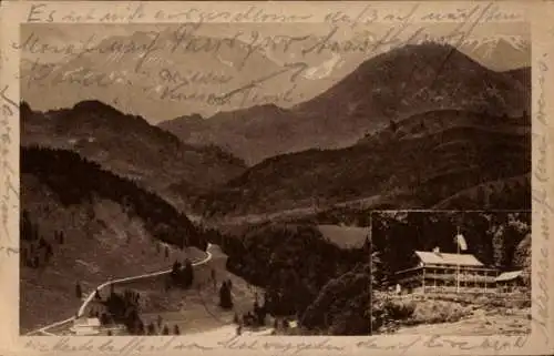 Ak Tatzelwurm Oberaudorf in Oberbayern, Panorama, Blick vom Tatzelwurm, St. Georg, Kaisergebirge