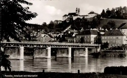 Ak Passau in Niederbayern, Innstadt, Teilansicht, Mariahilf, Brücke