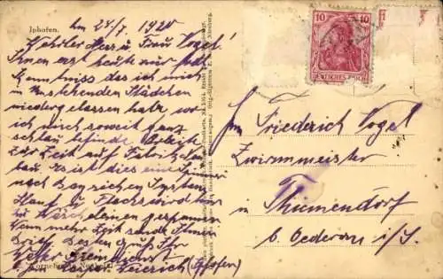 Ak Iphofen in Unterfranken, Gesamtansicht, Kirchturm