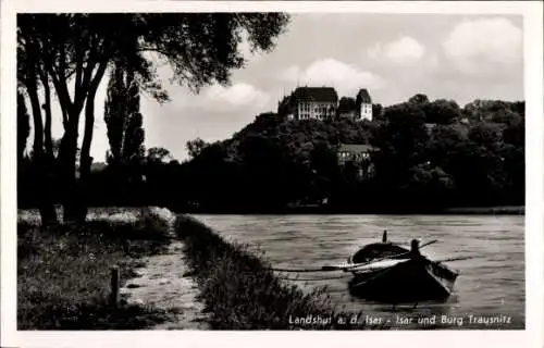 Ak Landshut in Niederbayern, Isar, Burg Trausnitz