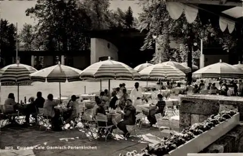 Ak Garmisch Partenkirchen in Oberbayern, Kurpark-Café