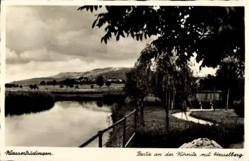 Ak Wassertrüdingen in Mittelfranken, Hesselberg, Wörnitzpartie, Panorama