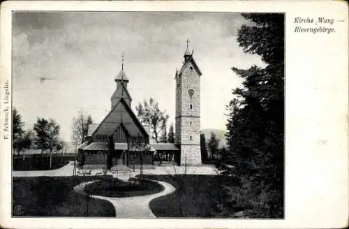 Ak Karpacz Górny Brückenberg Krummhübel Riesengebirge Schlesien, Kirche Wang