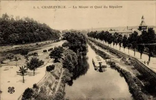 Ak Charleville Marne, La Meuse, Quai du Sepulcre