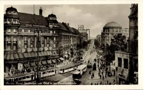 Ak Berlin Mitte, Hotel Fürstenhof, Blick in die Saarlandstraße, Straßenbahn