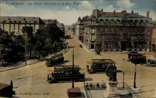 Ak Sedan Ardennen, Rue Titiers und Place Turenne