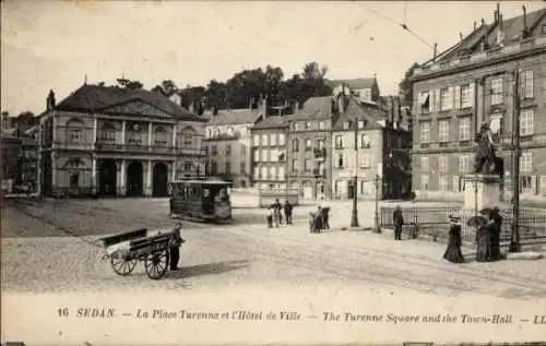 Ak Sedan Ardennen, Turenne Platz und Rathaus