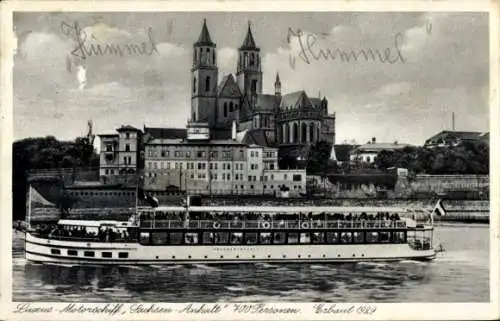 Ak Magdeburg an der Elbe, Luxus Motorschiff Sachsen Anhalt, Reederei Gustav Stahlberg