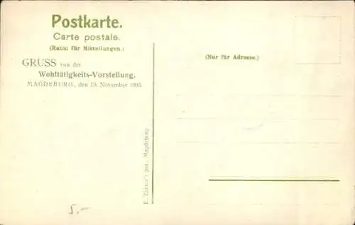 Litho Magdeburg an der Elbe, Wohltätigkeitsvorstellung 19 November 1905, Gruppenportrait