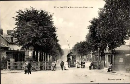 Ak Rouen Seine-Maritime, Barrière des Chartreux, Straßenbahn