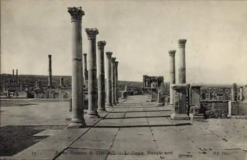 Ak Timgad Algerien, Römische Ruinen, Forum