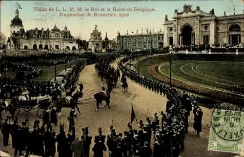 Ak Brüssel Belgien, Besuch Ihrer königlichen Majestäten von Belgien bei der Weltausstellung