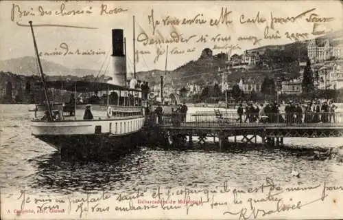 Ak Montreux Kanton Waadt Schweiz, Seebrücke, Dampfer