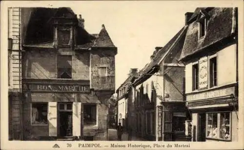 Ak Paimpol Côtes d'Armor, Historisches Haus, Place du Martrai