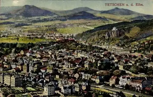 Ak Děčín Tetschen an der Elbe Region Aussig, Gesamtansicht