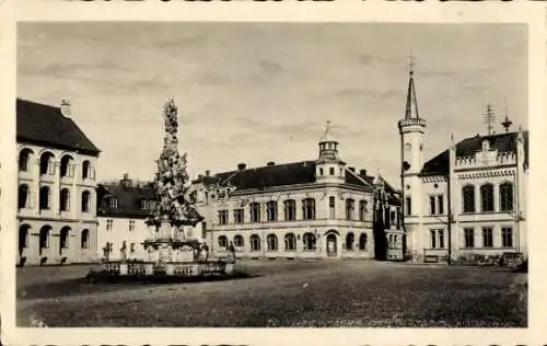 Ak Zákupy Reichstadt Region Reichenberg, Platz, Brunnen