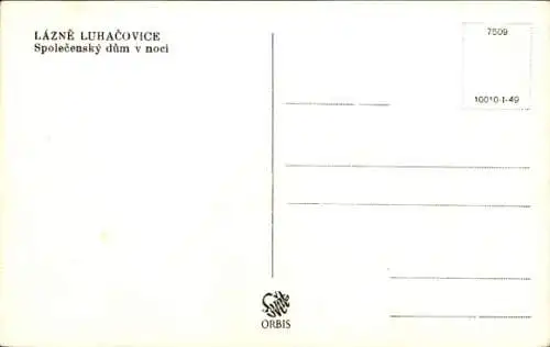 Ak Lazne Luhačovice Bad Luhatschowitz Region Zlin, Spolecensky dum v noci