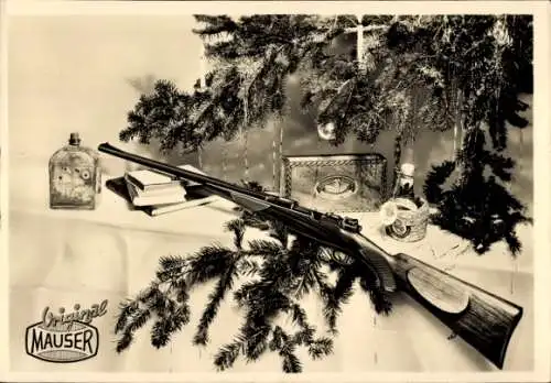 Ak Reklame, Original Mauser Gewehr unterm Weihnachtsbaum, Mauser Werke AG Oberndorf