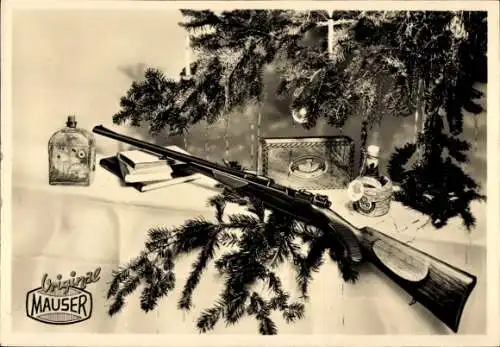 Ak Reklame, Original Mauser Gewehr unterm Weihnachtsbaum, Mauser Werke AG Oberndorf