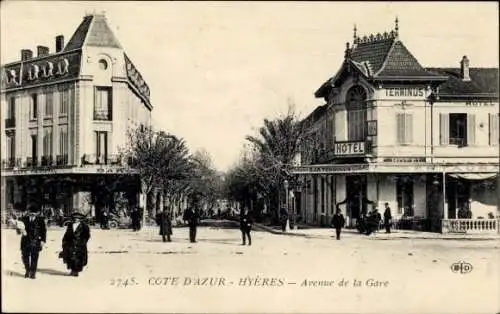 Ak Hyères Var, Avenue de la Gare, Hotel Terminus