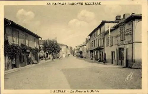 Ak Albias Tarn et Garonne, Postamt, Rathaus