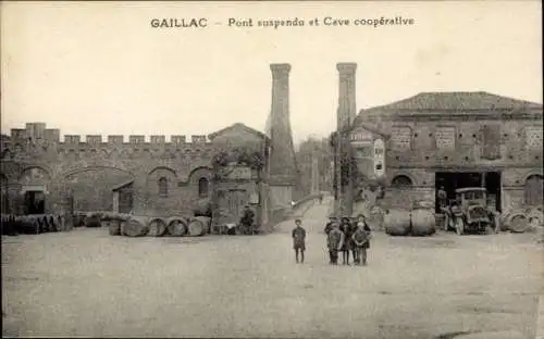 Ak Gaillac-Tarn, Hängebrücke, Höhlengenossenschaft