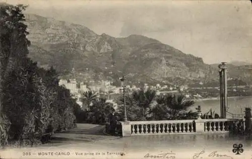 Ak Monte Carlo Monaco, Blick von der Terrasse
